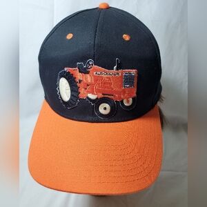 Allis Chalmers Embroidered Tractor Logo Vtg Double Row Snapback Hat